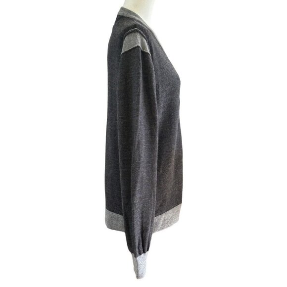 Michael Kors 100% Merino Wool 2-Tone Gray Button Up Long Sleeve Cardigan Sz L - Picture 4 of 9